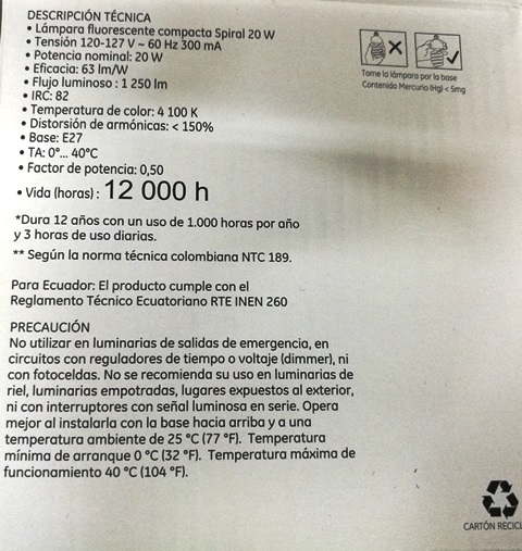 35721 Lámpara Fluorescente Compacta Spiral 20 W c/u - Image 2