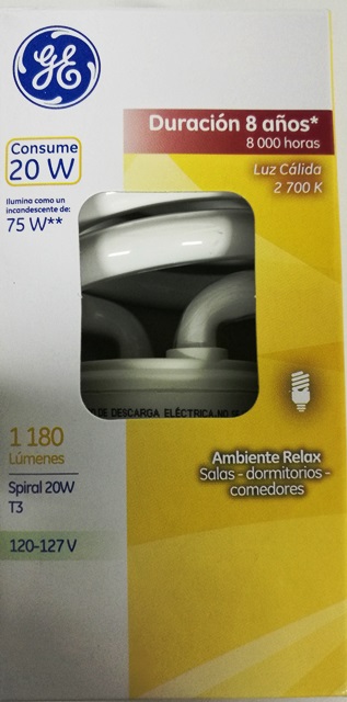 35733 Lámpara Fluorescente Compacta Spiral 20 W c/u